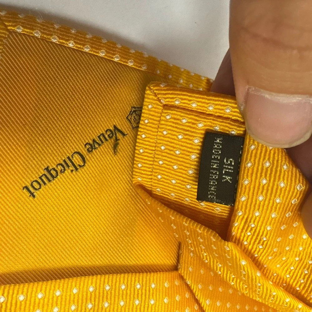 Veuve Clicquot Necktie Mens OS Orange Silk Micro Dot Made in France Luxury Tie